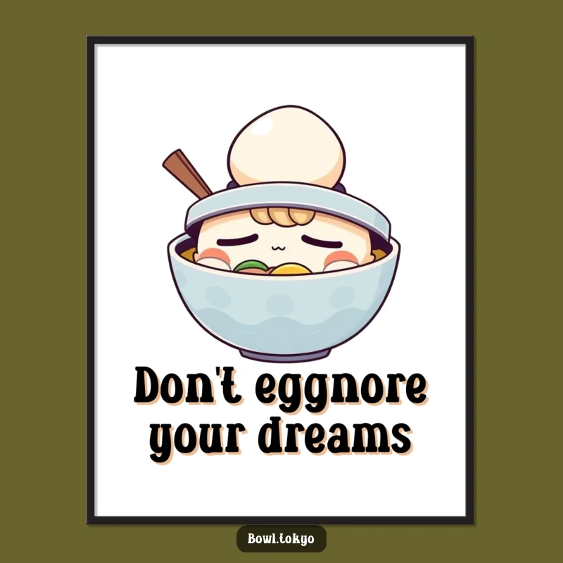 Funny Free Printable Ramen Art - Sleepy Egg Hat Downloadable Wall Decor
