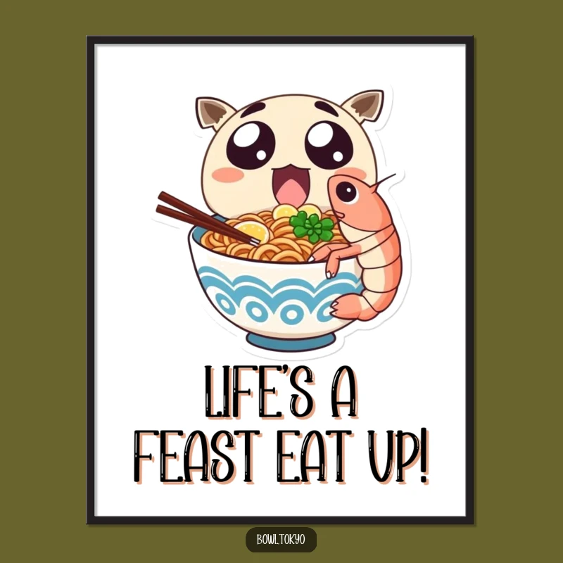 Funny Free Printable Ramen Wall Art: Shrimp Lover's Joy! Humorous Downloadable Decor