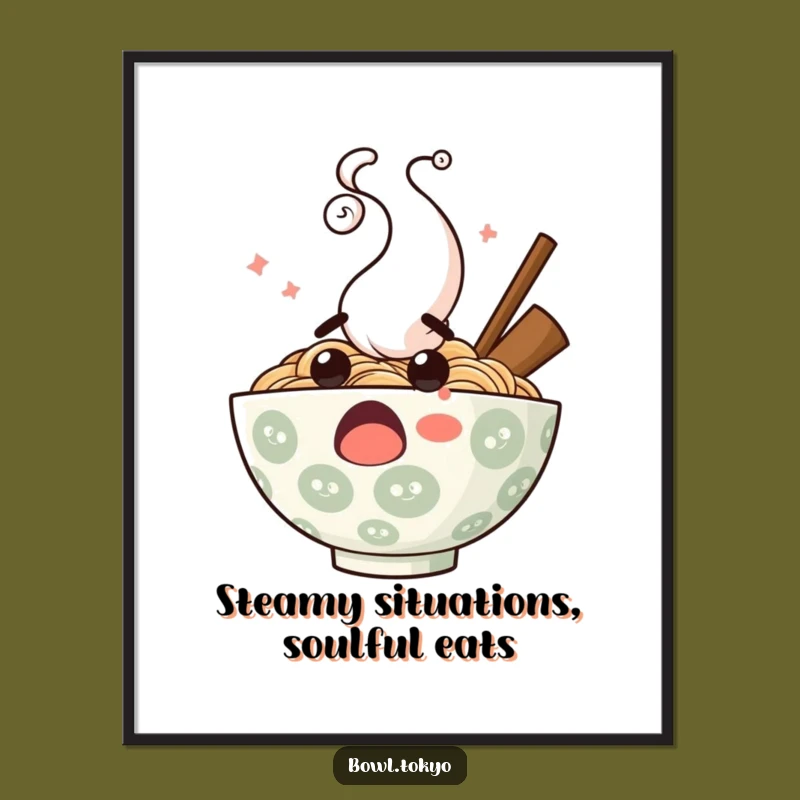 Funny Free Printable Ramen Wall Art: Surprised Noodle Guy, Quirky Downloadable Decor