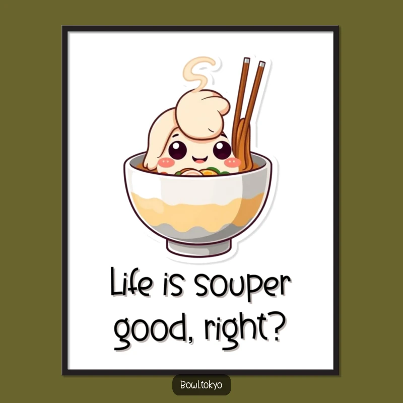 Free Printable Ramen Wall Art: Cute Happy Face Noodle Bowl - Funny Downloadable Decor!