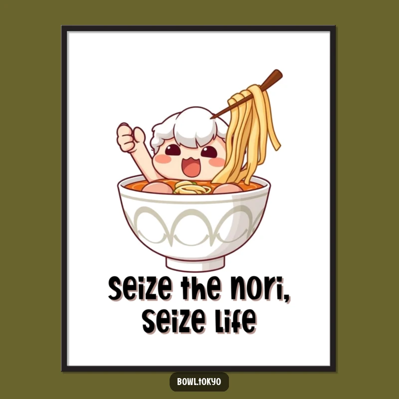 Funny Free Printable Ramen Art - Determined Noodle Lover Downloadable Wall Decor