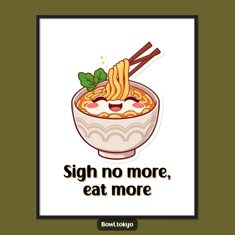 Funny Free Printable Ramen Art - Contented Sigh Downloadable Wall Decor