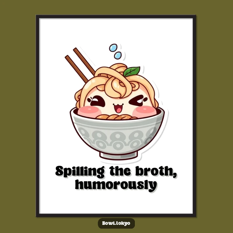 Funny Free Printable Wall Art: Kawaii Ramen Wink - Cute Downloadable Decor