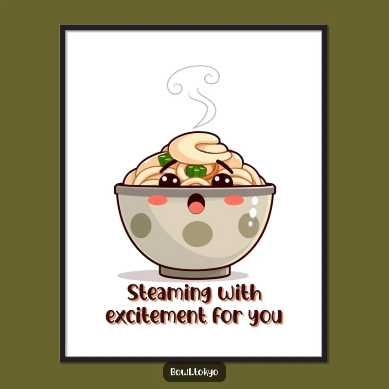 Free Printable Wall Art: Surprised Ramen Bowl, Steam Surprise, Downloadable Kitchen Decor