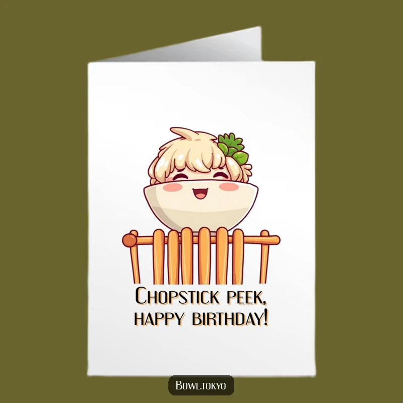 Free Printable Birthday Card: Joyful Ramen Peeking Over Chopsticks!