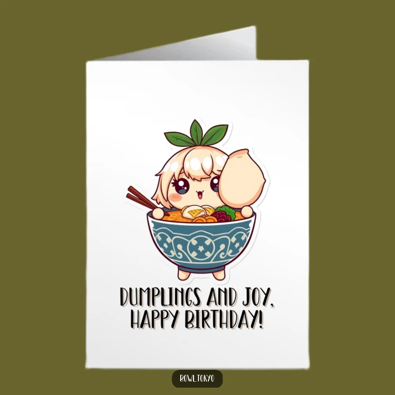 Free Printable Birthday Card: Sparkling Ramen Bowl Feast of Dumpling Joy