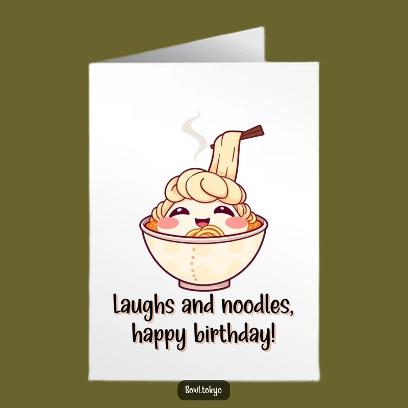 Free Printable Birthday Card: Laughing Ramen Bowl - Joyful Download!