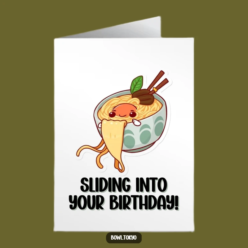 Free Printable Birthday Card: Ramen Noodle Slide - Funny Downloadable Gift