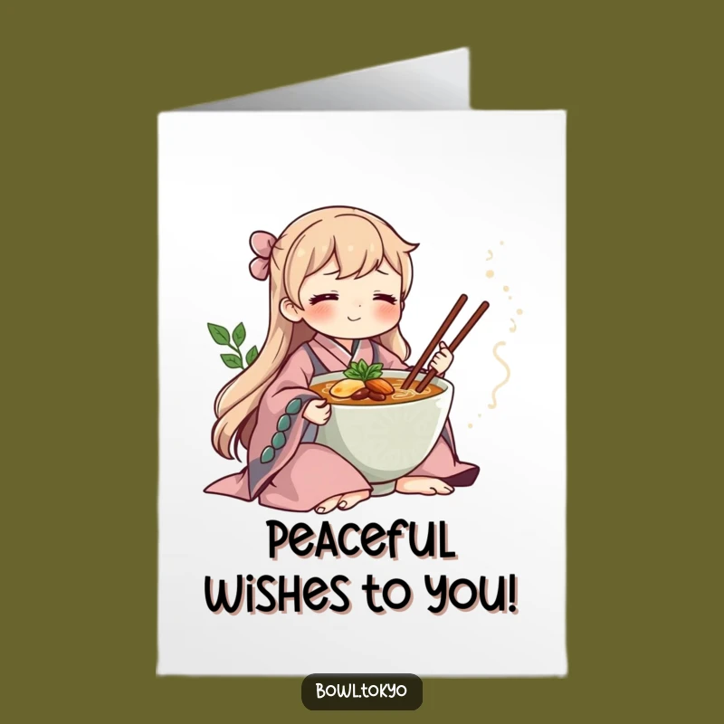 Free Printable Birthday Card: Serene Ramen Kimono Meditation Zen Downloadable Gift