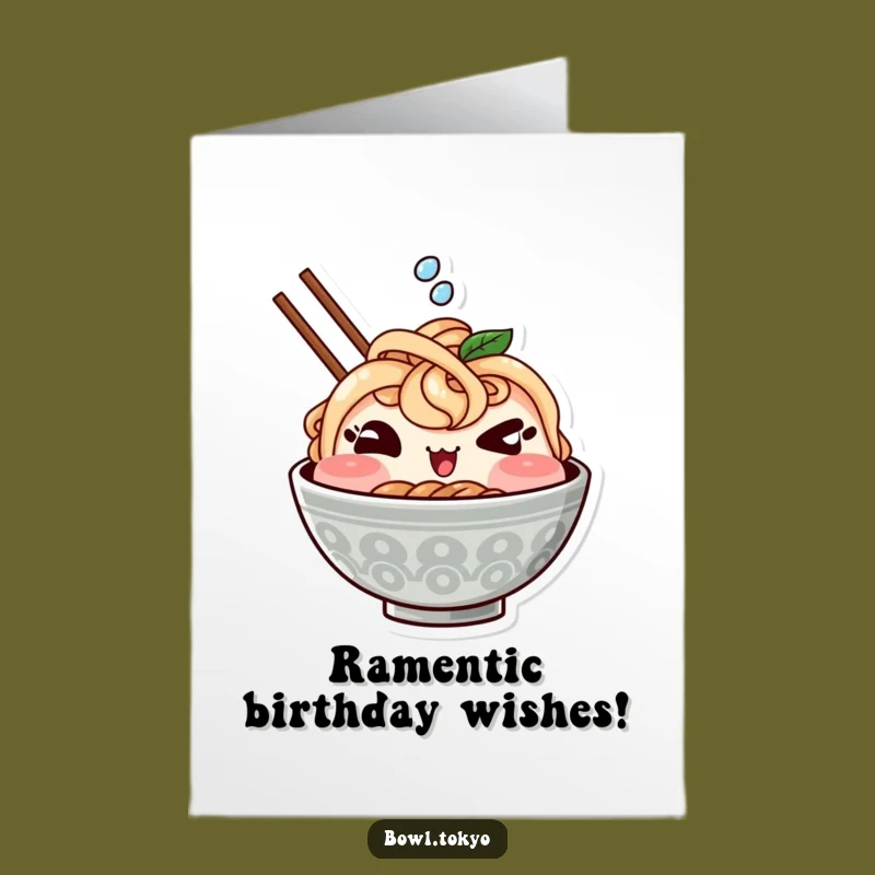 Funny Free Printable Birthday Card: Kawaii Ramen Wink - Playful Downloadable Greeting