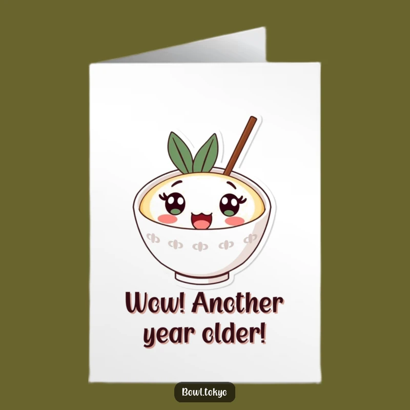 Free Printable Birthday Card: Surprised Ramen Kawaii Bowl Funny Gift Downloadable
