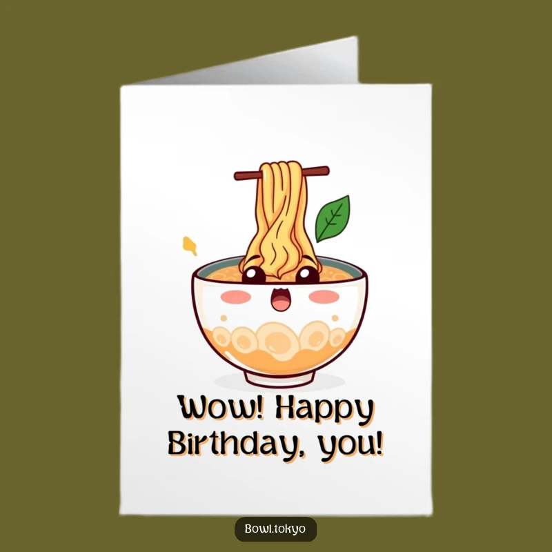 Free Printable Surprised Ramen Birthday Card: Noodle Splash for a Wild Celebration!
