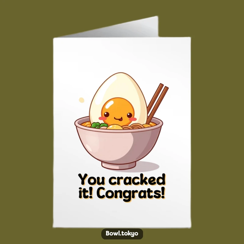 Free Printable Congrats Card: Kawaii Ramen & Egg, Happy Surprise, Downloadable Cute Cheer