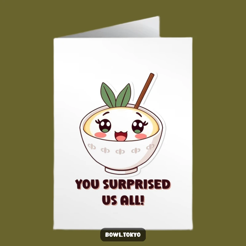 Free Printable Congrats Card: Shocked Ramen Kawaii Bowl Funny Downloadable Gift