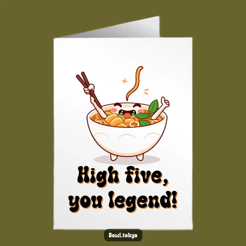 Free Printable Congrats Card: High-Five Ramen, Chopstick Victory, Downloadable Achievement Cheer