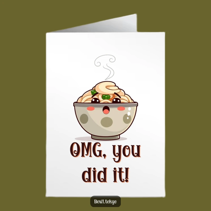Free Printable Congrats Card: Surprised Ramen Bowl, Steam Surprise, Downloadable Shocking News