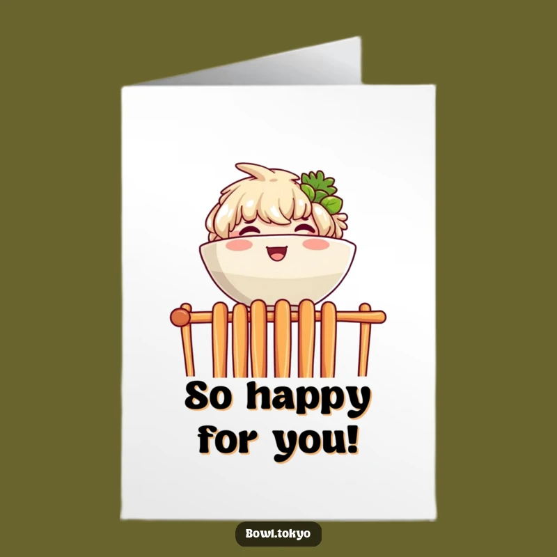 Free Printable Congrats Card: Ramen Bowl Joy Peeking Over Chopsticks