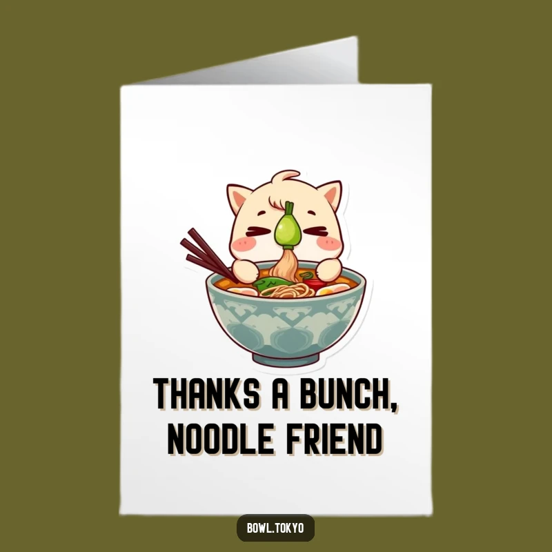 Free Printable Ramen Thank You Card: Focused Noodle Guy Gratitude Funny Downloadable Gift