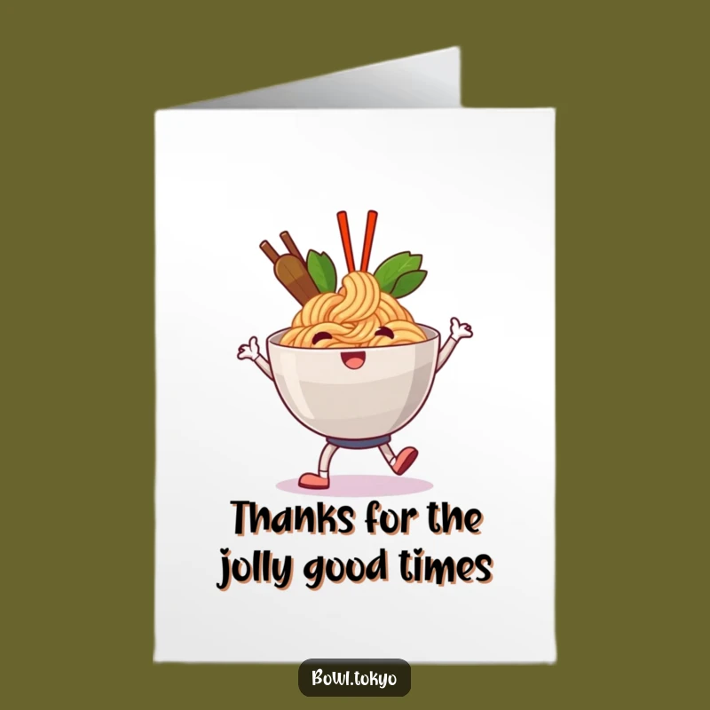 Free Printable Thank You Card: Jolly Shuffling Ramen Funny Downloadable Gift