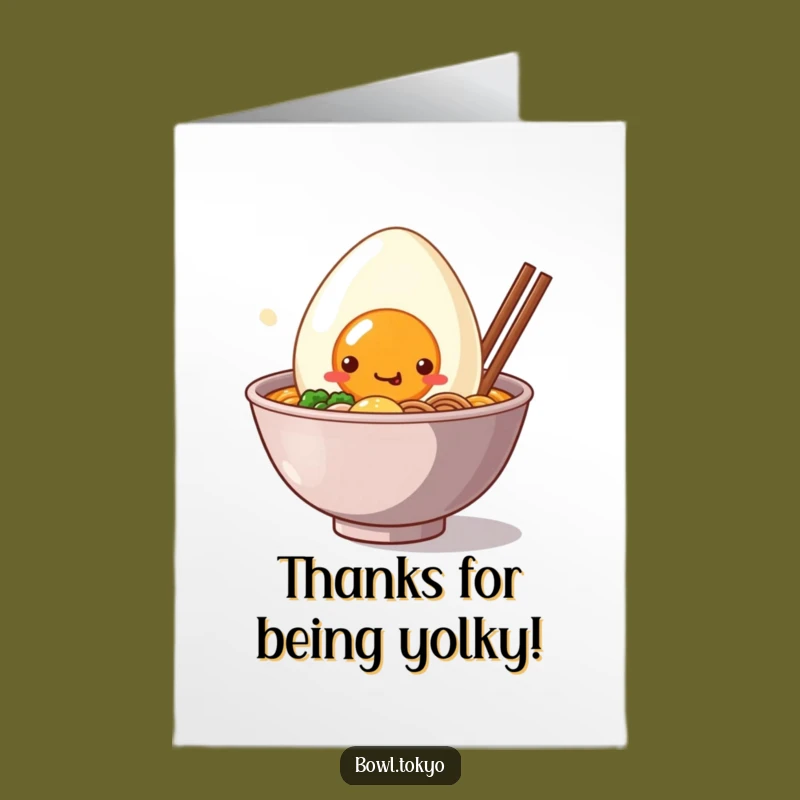 Free Printable Thank You Card: Kawaii Ramen & Egg, Smiling Thanks, Downloadable Cute Appreciation