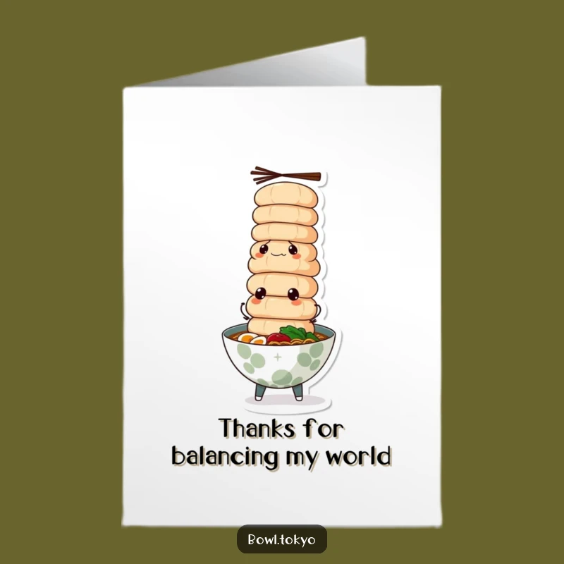 Free Printable Thank You Card: Ramen Fish Cake Tower, Show Gratitude with Funny Downloadable