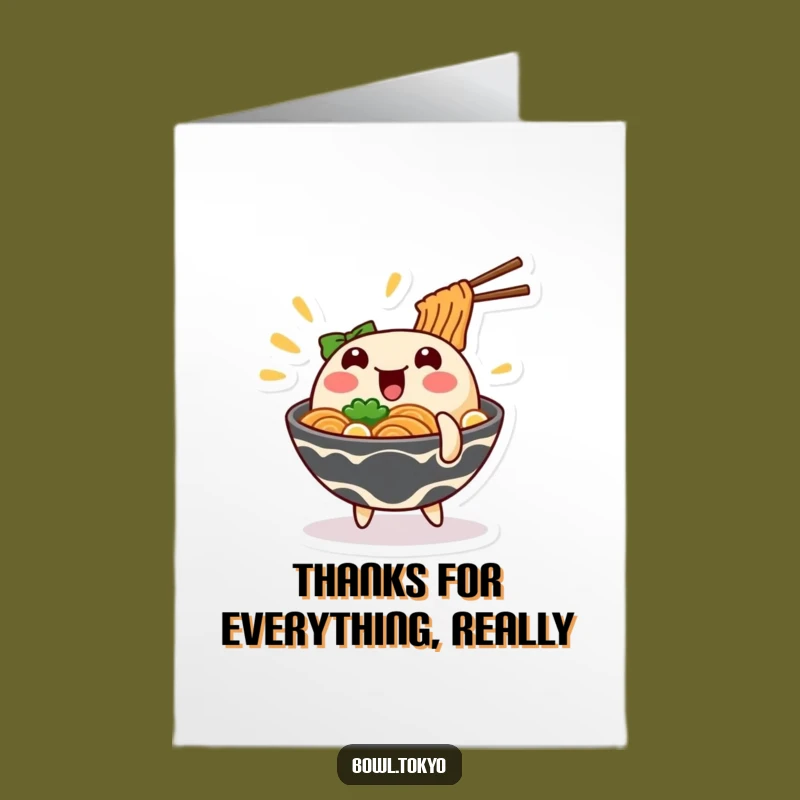 Free Printable Thank You Card: Wobbly Ramen Funny Downloadable Gift for Thanks