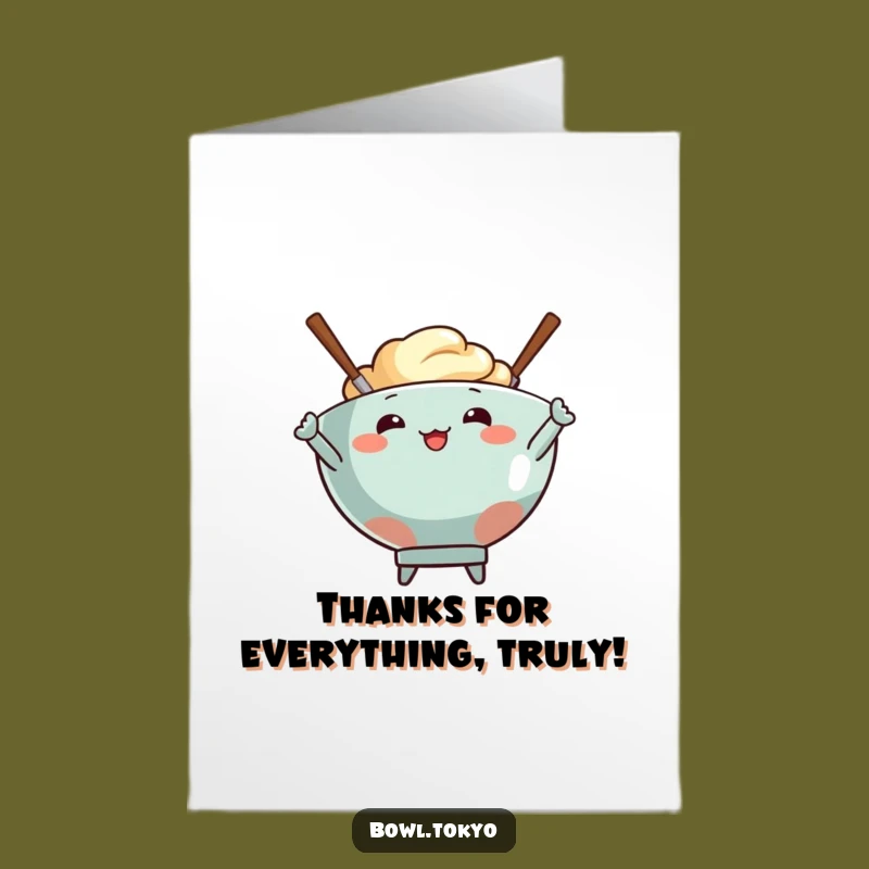 Free Printable Thank You Card: Chopstick Bowl Pose - Funny Downloadable Gift