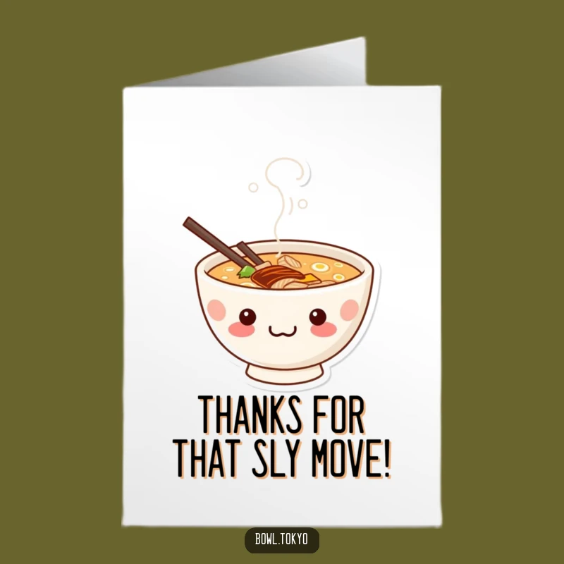Free Printable Thank You Card: Mischievous Ramen Kawaii Bowl Funny Gift