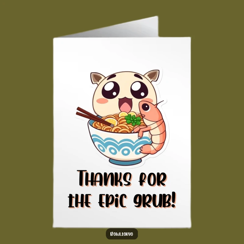 Free Printable Ramen Thank You Card: Shrimp Feast Gratitude! Funny Downloadable Note