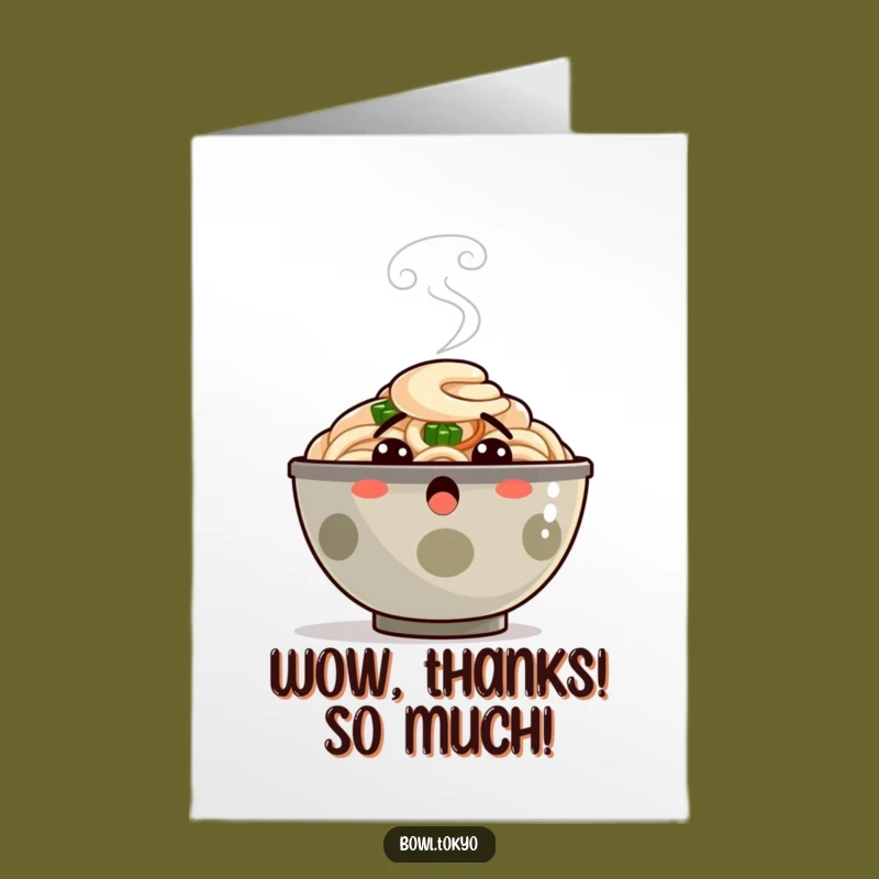 Free Printable Thank You Card: Surprised Ramen Bowl, Steam Surprise, Downloadable Gratitude Gift