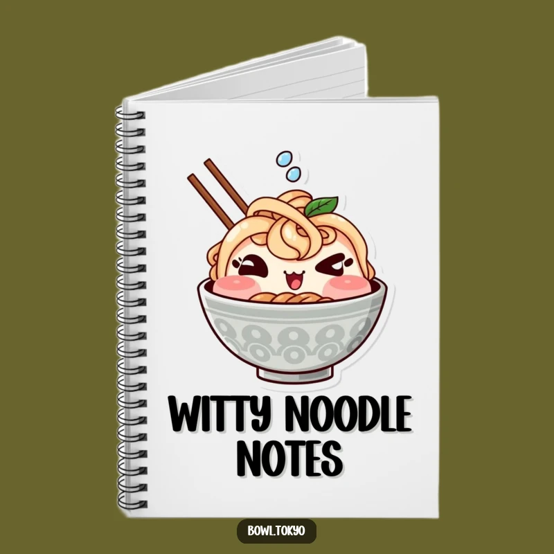 Funny Kawaii Ramen Notebook - Winking Bowl Splash Journal, For Foodie Notes & Ideas