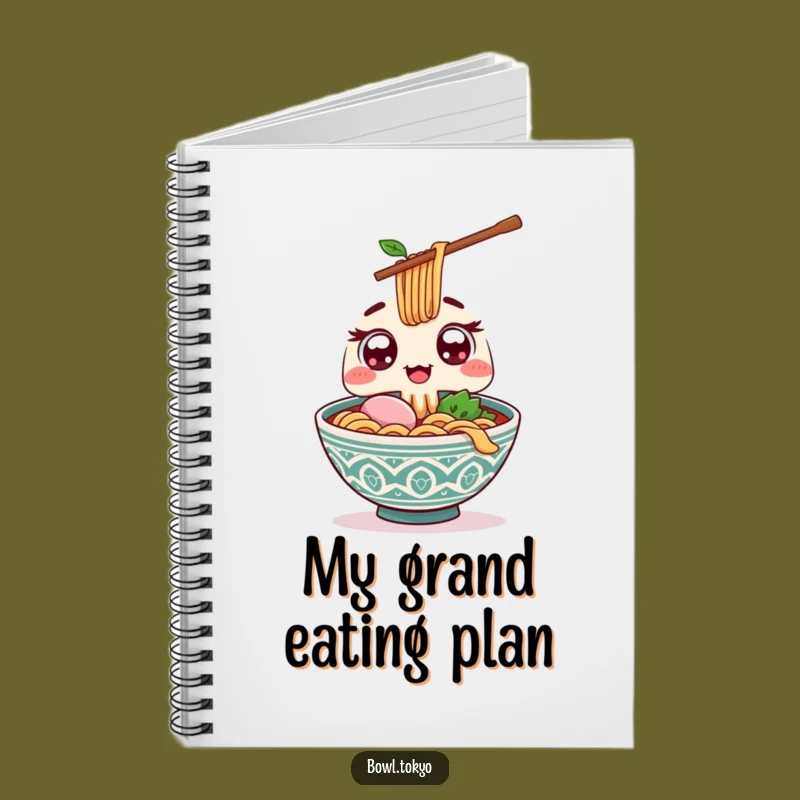 Funny Kawaii Ramen Notebook - Excited Eyes, Chopstick Cover for Ideas