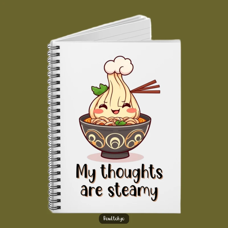 Funny Kawaii Ramen Notebook - Cheerful Steaming Cover for Jotting Down Ideas