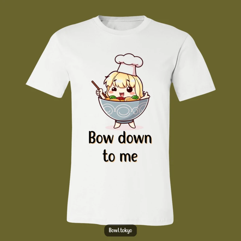 Funny Chef Ramen T-Shirt - Dramatic Noodle Bowl Character Hat Tee