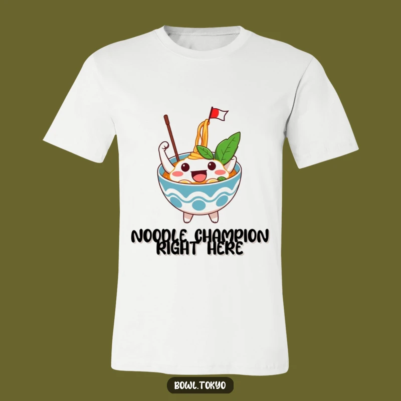 Funny Excited Ramen Bowl T-Shirt: Show Your Enthusiasm with a Noodle Flag