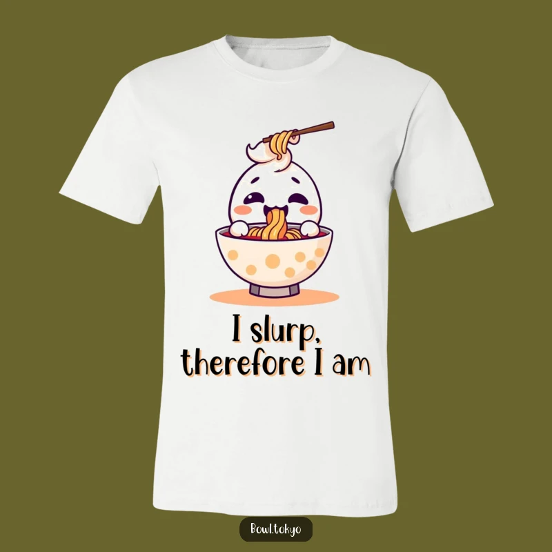 Funny Kawaii Ramen Noodle Slurp Tee: Joyful Character T-Shirt, Perfect Gift