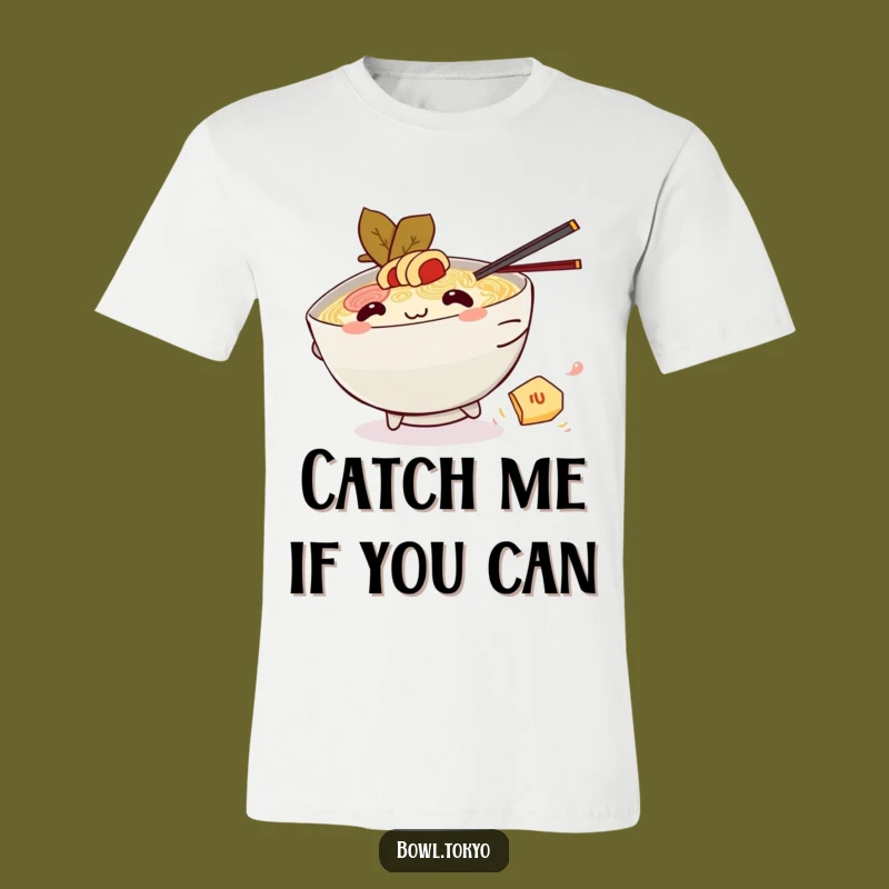 Funny Kawaii Ramen Nori Chase Tee: Playful Noodle Bowl Character, Perfect Funny Gift