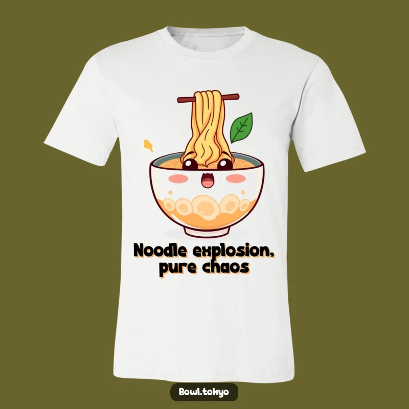 Funny Oops Ramen Bowl T-Shirt: Noodle Splash Shock Tee