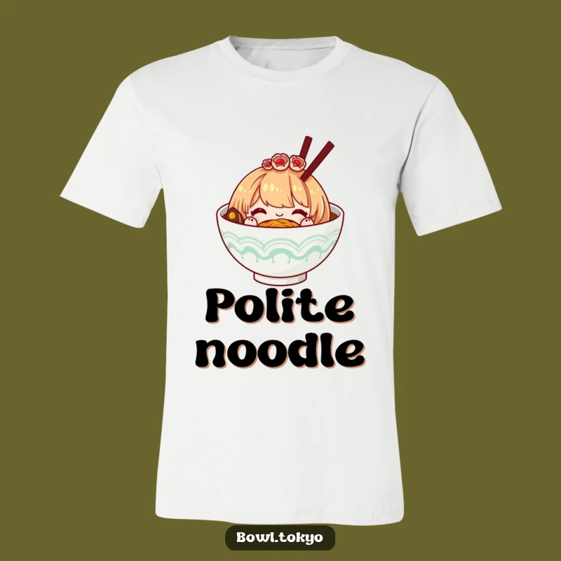 Funny Polite Ramen Bowl Hairpiece T-Shirt, Bowing Noodle Tee for Elegant Style and Gifts