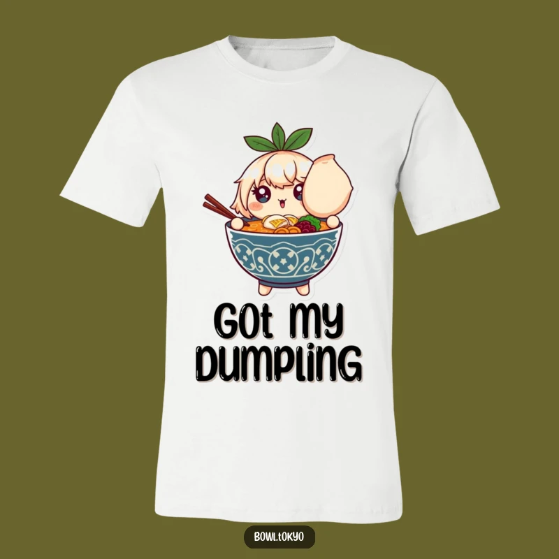 Funny Ramen Dumpling Delight T-Shirt: Sparkling Bowl Character Tee