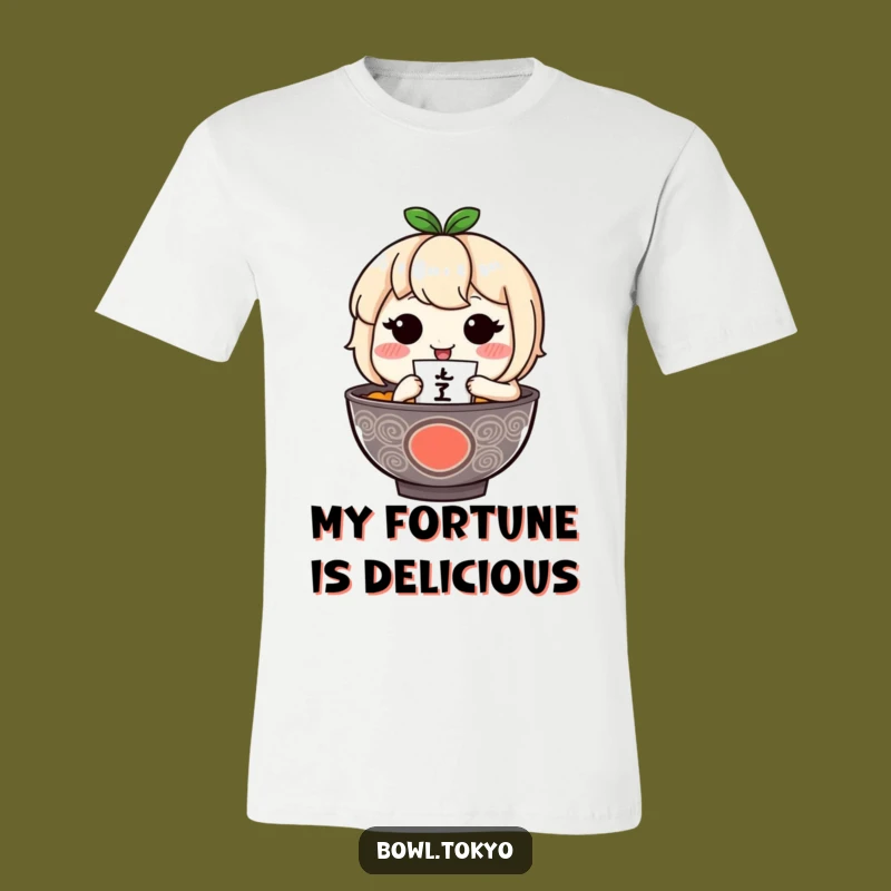 Funny Ramen Fortune Teller T-Shirt: Blushing Noodle Character Gift for Dreamers