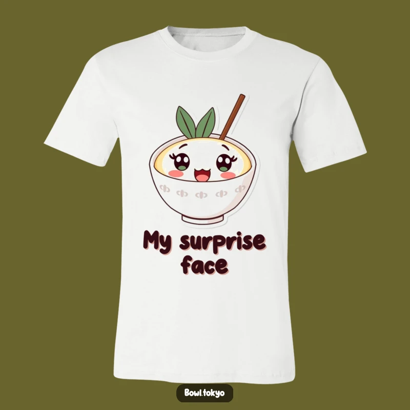 Funny Surprised Kawaii Ramen Tee: Wide-Eyed Character T-Shirt, Gift