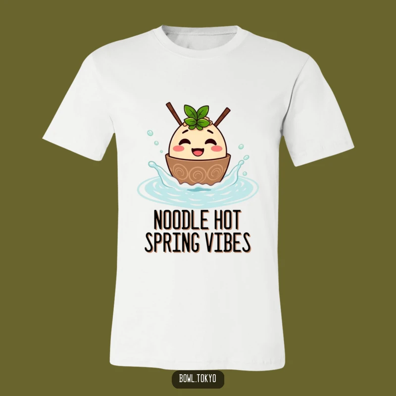 Funny Ramen Hot Spring T-Shirt - Playful Noodle Bowl Character Tee