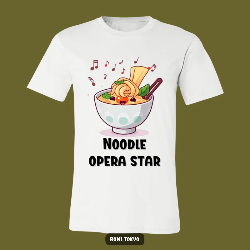 Funny Musical Ramen T-Shirt: Noodle Character Rocking Out