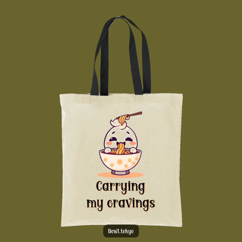 Funny Kawaii Ramen Tote Bag: Joyful Slurp Character, Perfect Shopping Gift