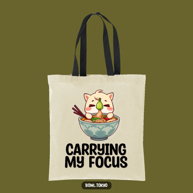 Funny Ramen Bowl Tote Bag - Carry Your Essentials With This Focused Noodle Art