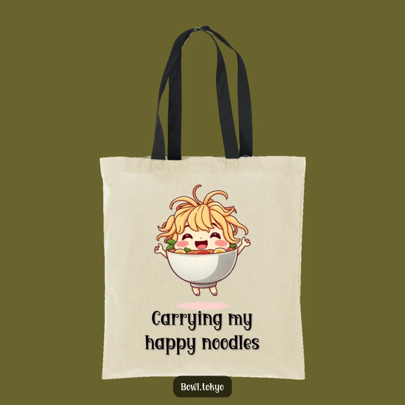 Funny Ramen Tote Bag - Carry Happy Dancing Noodle Character