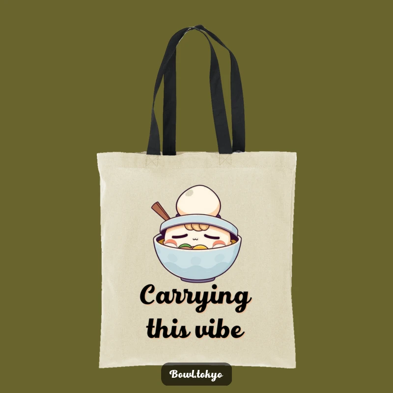 Funny Ramen Sleepy Egg Hat Tote Bag: Quirky Bag for Tired Shoppers