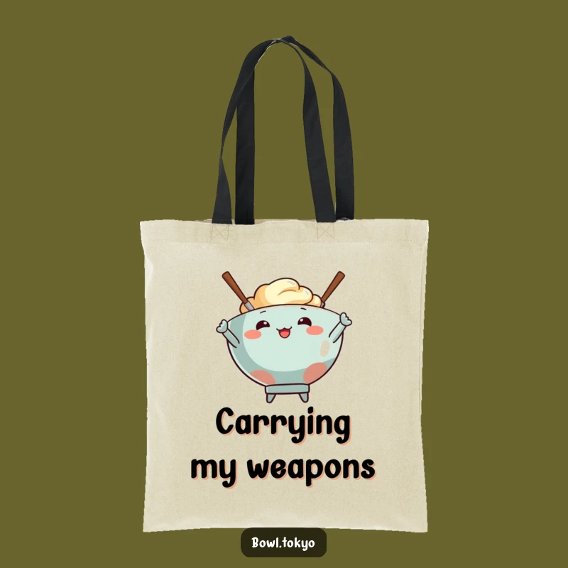 Funny Bowl & Chopsticks Tote Bag: Stylish Posing Duo Carryall, Ideal Funny Gift for Groceries