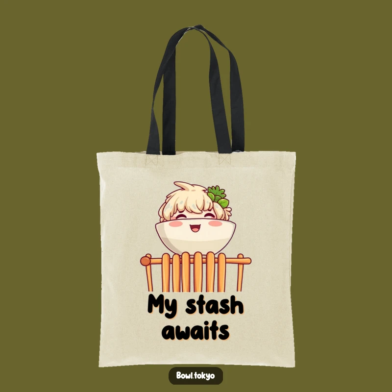 Funny Ramen Chopstick Peek Tote Bag: Joyful Character Bag